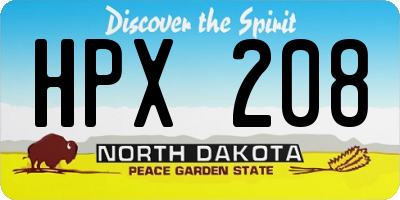 ND license plate HPX208