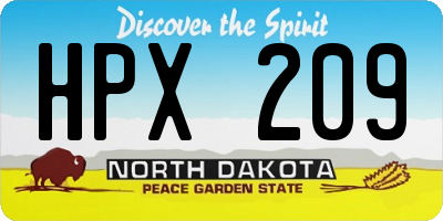 ND license plate HPX209