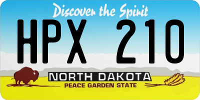 ND license plate HPX210