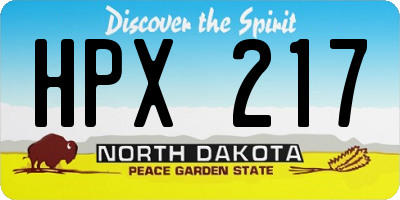 ND license plate HPX217