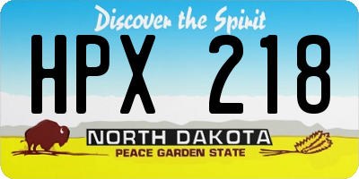 ND license plate HPX218