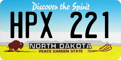 ND license plate HPX221