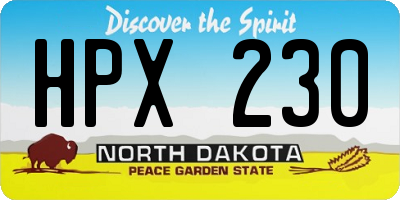 ND license plate HPX230
