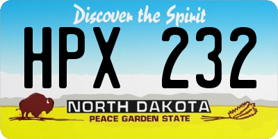 ND license plate HPX232