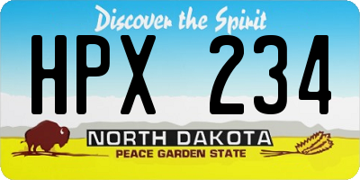 ND license plate HPX234