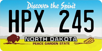 ND license plate HPX245