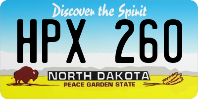 ND license plate HPX260