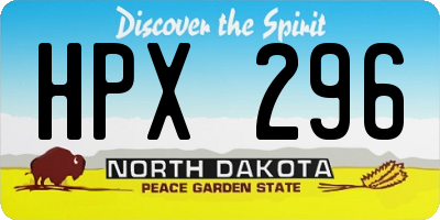 ND license plate HPX296
