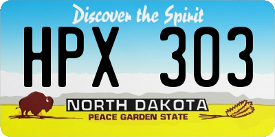 ND license plate HPX303