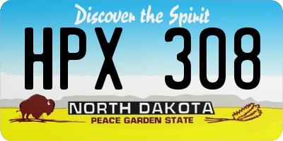 ND license plate HPX308