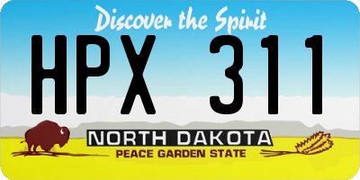 ND license plate HPX311