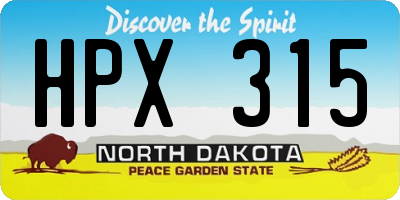 ND license plate HPX315