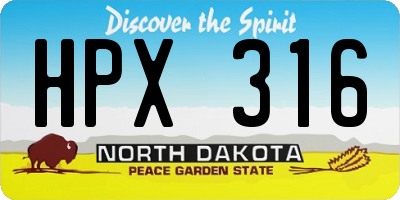 ND license plate HPX316