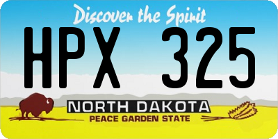 ND license plate HPX325