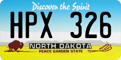 ND license plate HPX326