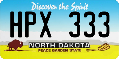 ND license plate HPX333