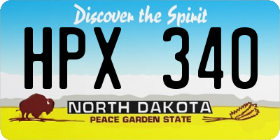 ND license plate HPX340