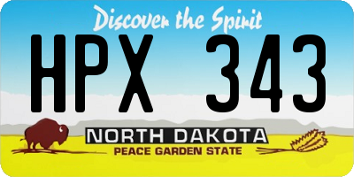 ND license plate HPX343