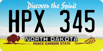 ND license plate HPX345