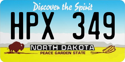 ND license plate HPX349
