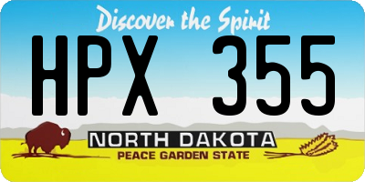 ND license plate HPX355