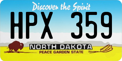 ND license plate HPX359