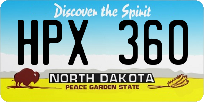 ND license plate HPX360