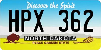ND license plate HPX362