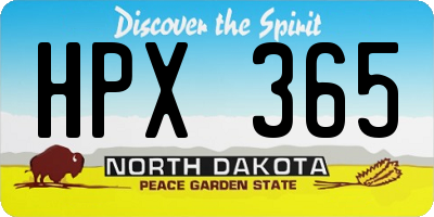 ND license plate HPX365