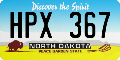 ND license plate HPX367