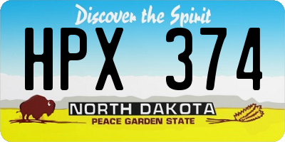 ND license plate HPX374