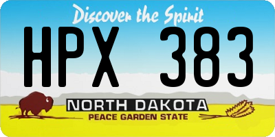 ND license plate HPX383