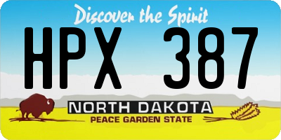 ND license plate HPX387