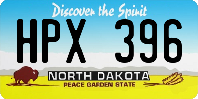 ND license plate HPX396