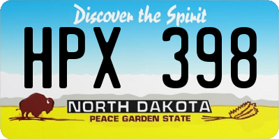 ND license plate HPX398