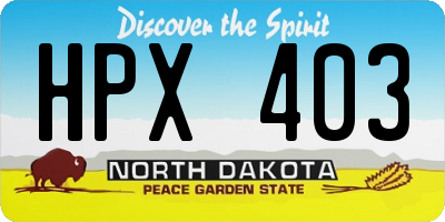 ND license plate HPX403