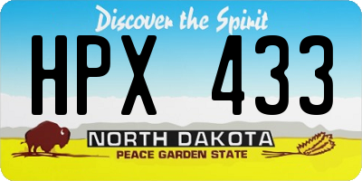 ND license plate HPX433