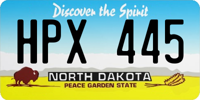 ND license plate HPX445