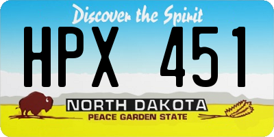 ND license plate HPX451