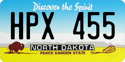 ND license plate HPX455