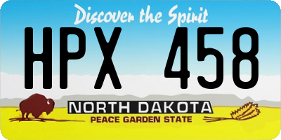 ND license plate HPX458