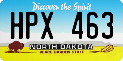 ND license plate HPX463