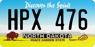 ND license plate HPX476