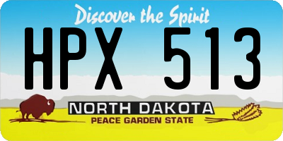 ND license plate HPX513
