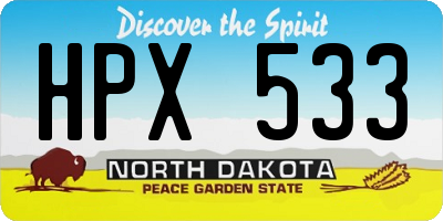 ND license plate HPX533