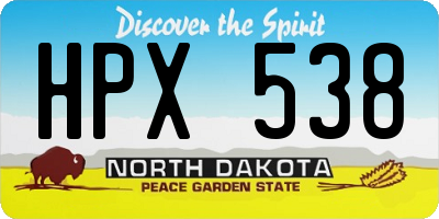 ND license plate HPX538