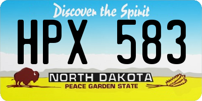 ND license plate HPX583