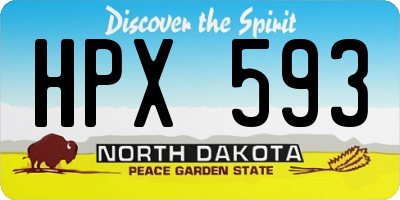 ND license plate HPX593