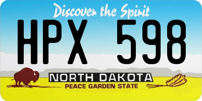 ND license plate HPX598