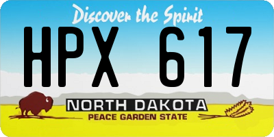 ND license plate HPX617